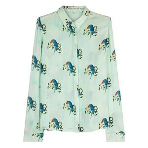 Alice + Olivia Willa Parrot Silk Shirt S Small